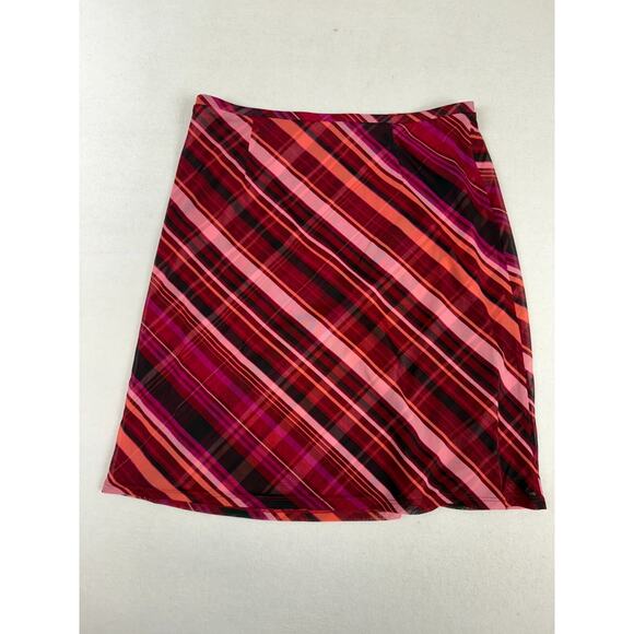 Express Skirt Women's Medium Red Pink Plaid A-Line Classic Academia preppy Flaw - Picture 2 of 13
